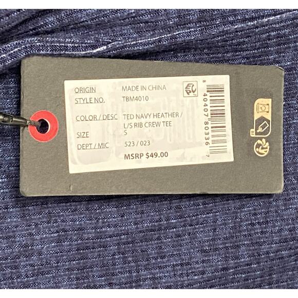 Ted Baker London T-Shirt Men's Small Ribbed Crew Neck Long Slv Navy Heather NEW - Picture 11 of 11